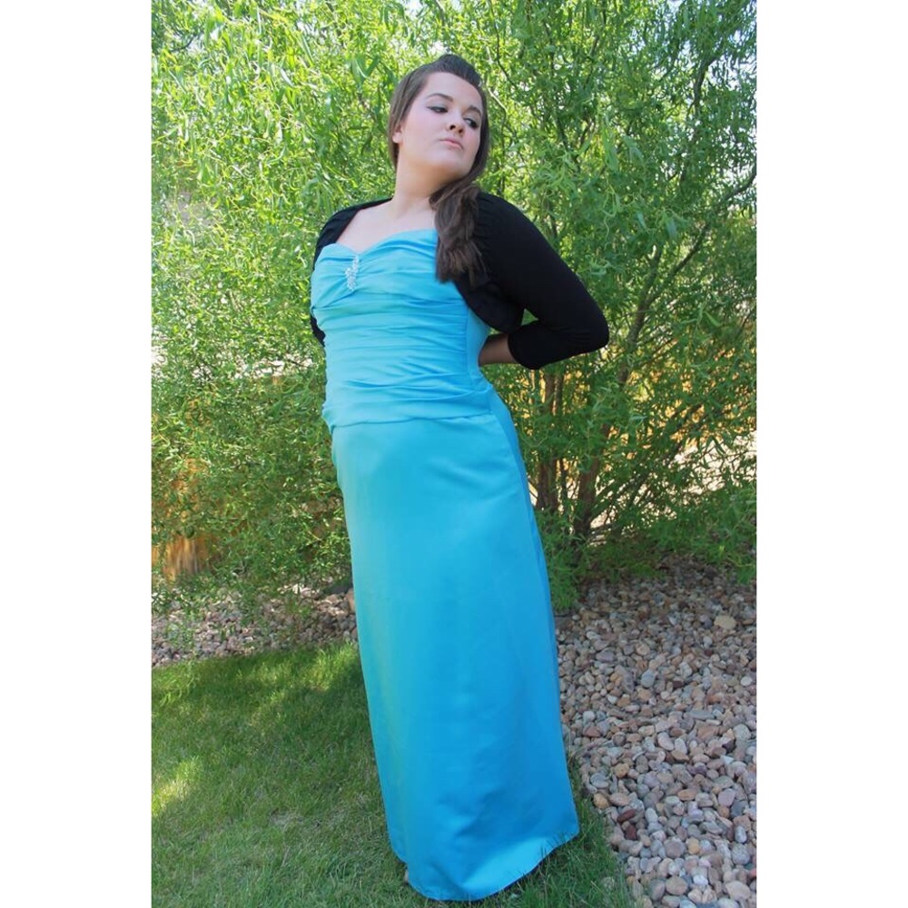 Strapless Blue Prom Dress